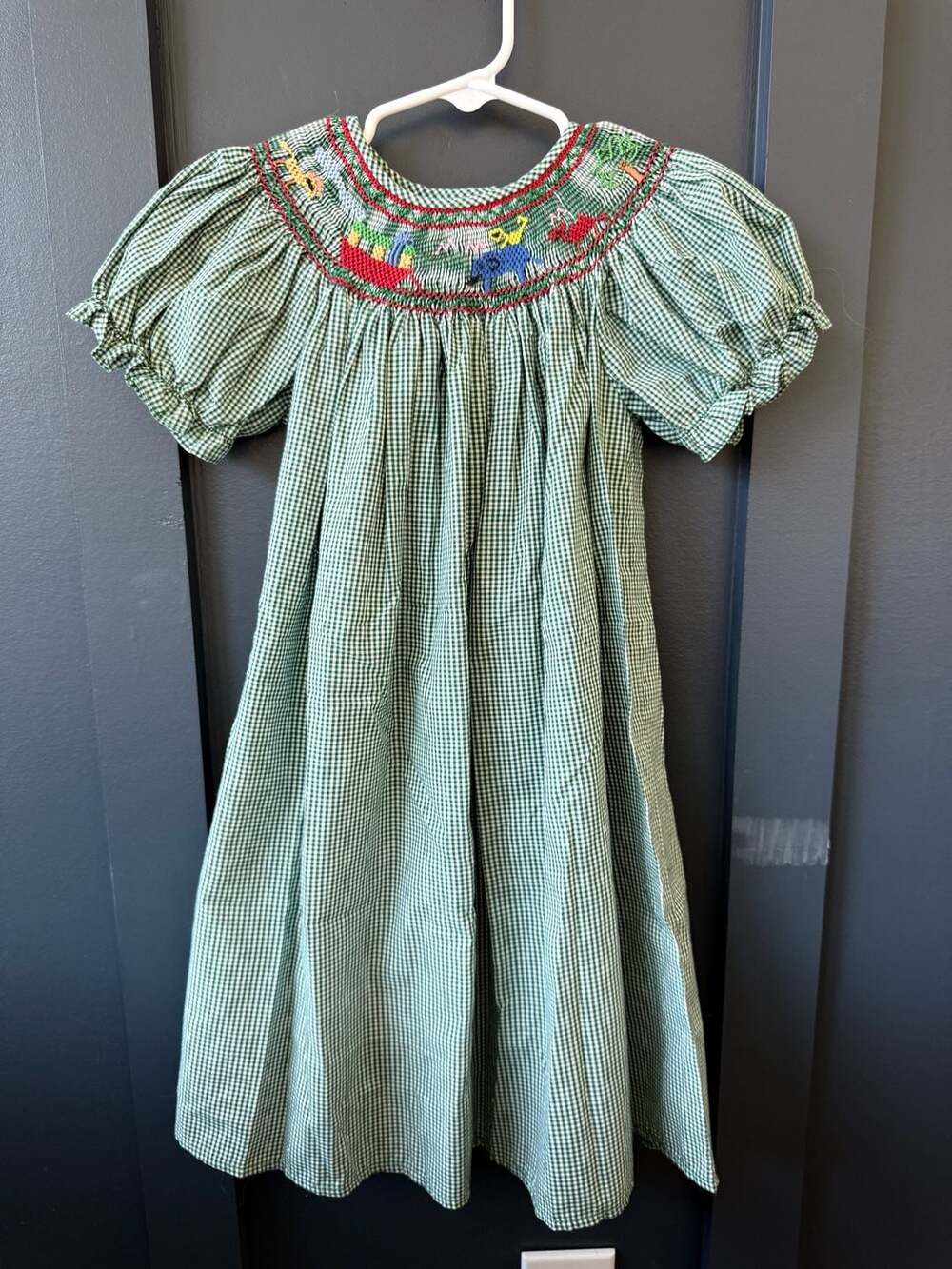 Rosalina Green Gingham Smocked Bishop Dress 24M